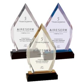 YEARS OF SERVICE - ENGRAVED - 9" Silver Fusion Diamond Impress Acrylic with Black Glass Base. IMP118S