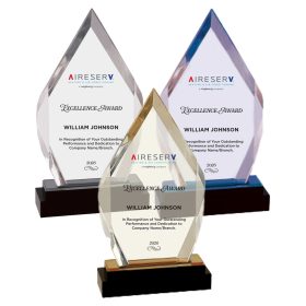 EXCELLENCE - FULL COLOR - 9" Silver Fusion Diamond Impress Acrylic with Black Glass Base. IMP118S