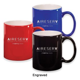 ENGRAVED 11 oz. Ceramic Round LazerMug (LOTS OF 4). LMG2