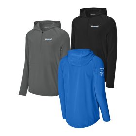 Sport-Tek® Repeat 1/2-Zip Long Sleeve Hooded Jacket. JST488 - EMB/LC/RS/BC