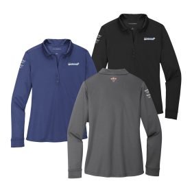 Ladies Silk Touch&trade; Performance Long Sleeve Polo. L540LS-EMB/3LOC