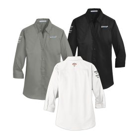 Ladies' 3/4-Sleeve SuperPro&trade; Twill Shirt. L665-EMB/3LOC
