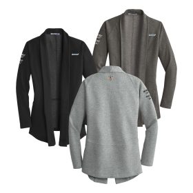 Ladies' Interlock Cardigan. L807-EMB/3LOC
