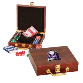 Rosewood Finish 100 Chip Poker Set (Sold Individually). PKR01-Rosewood