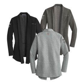 Ladies' Interlock Cardigan. L807-EMB/3LOC