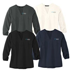 MERCER+METTLE&trade; Ladies' Stretch Crepe 3/4-Sleeve Blouse. MM2011