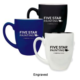 ENGRAVED 16 oz. Ceramic Bistro LazerMug (LOTS OF 4). LMG6