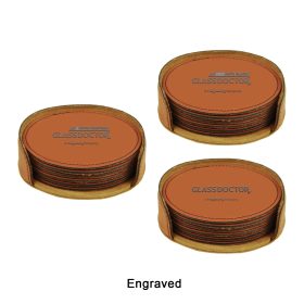 4" Rawhide Round Laserable Leatherette Coasters (Sets of 6). GFT281-Rawhide