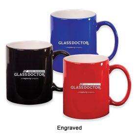 ENGRAVED 11 oz. Ceramic Round LazerMug (LOTS OF 4). LMG2
