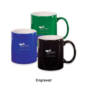 ENGRAVED 11 oz. Ceramic Round LazerMug (LOTS OF 4). LMG2