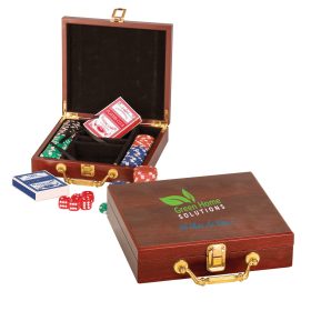 Rosewood Finish 100 Chip Poker Set (Sold Individually). PKR01-Rosewood