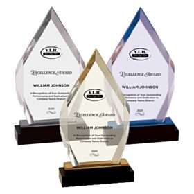 EXCELLENCE - FULL COLOR - 9" Silver Fusion Diamond Impress Acrylic with Black Glass Base. IMP118S