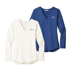 Ladies' Long Sleeve Button-Front Blouse. LW700