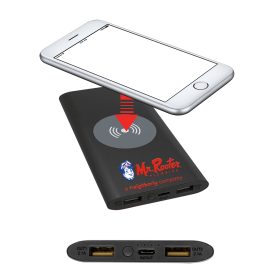 8000MAH Power Bank & Wireless Charger with USB-C Cord. PWR801C-BLACK