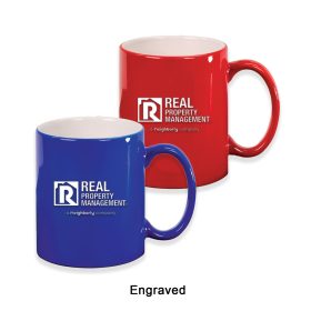 ENGRAVED 11 oz. Ceramic Round LazerMug (LOTS OF 4). LMG2