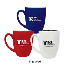 ENGRAVED 16 oz. Ceramic Bistro LazerMug (LOTS OF 4). LMG6