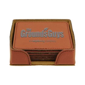 4" x 4" Rawhide Square Laserable Leatherette Coasters (Sets of 6). GFT282