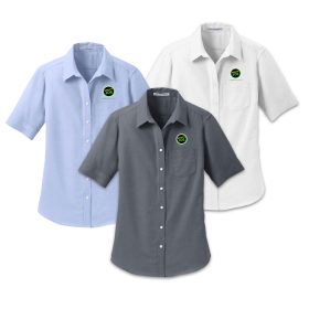 Ladies' Short Sleeve SuperPro&trade; Oxford Shirt. L659