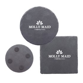 4" Slate Coasters in Round or Square (LOTS OF 6). 1545/1544
