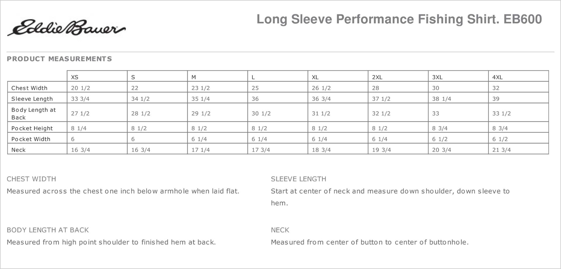 Sizing Chart