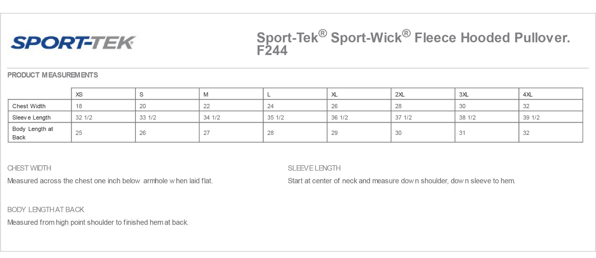 Sizing Chart