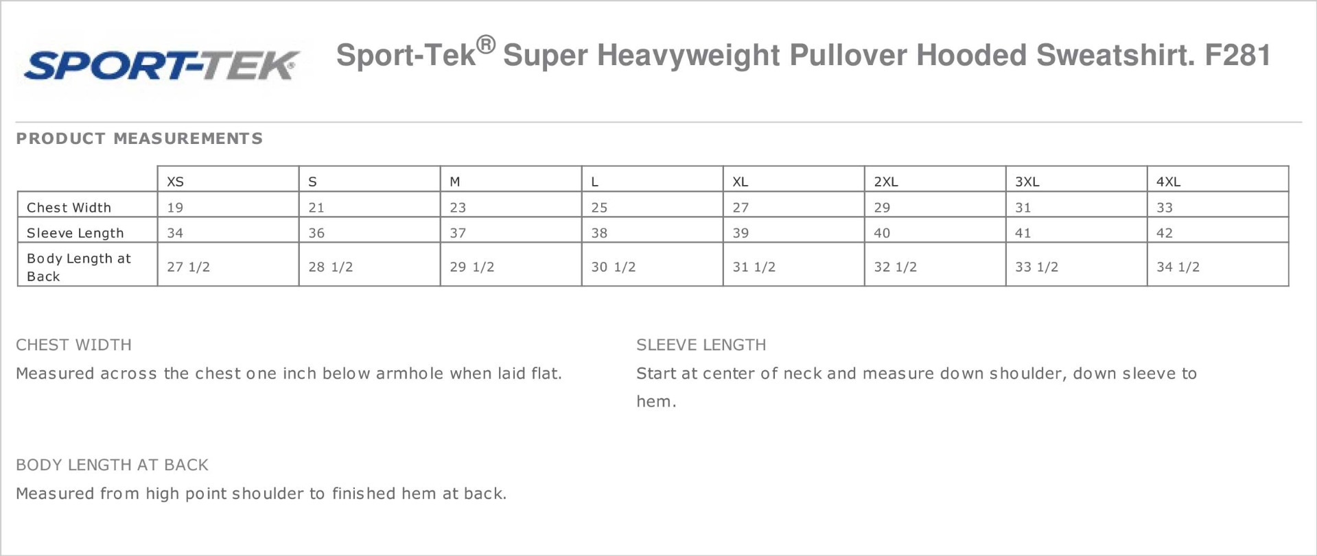 Sizing Chart