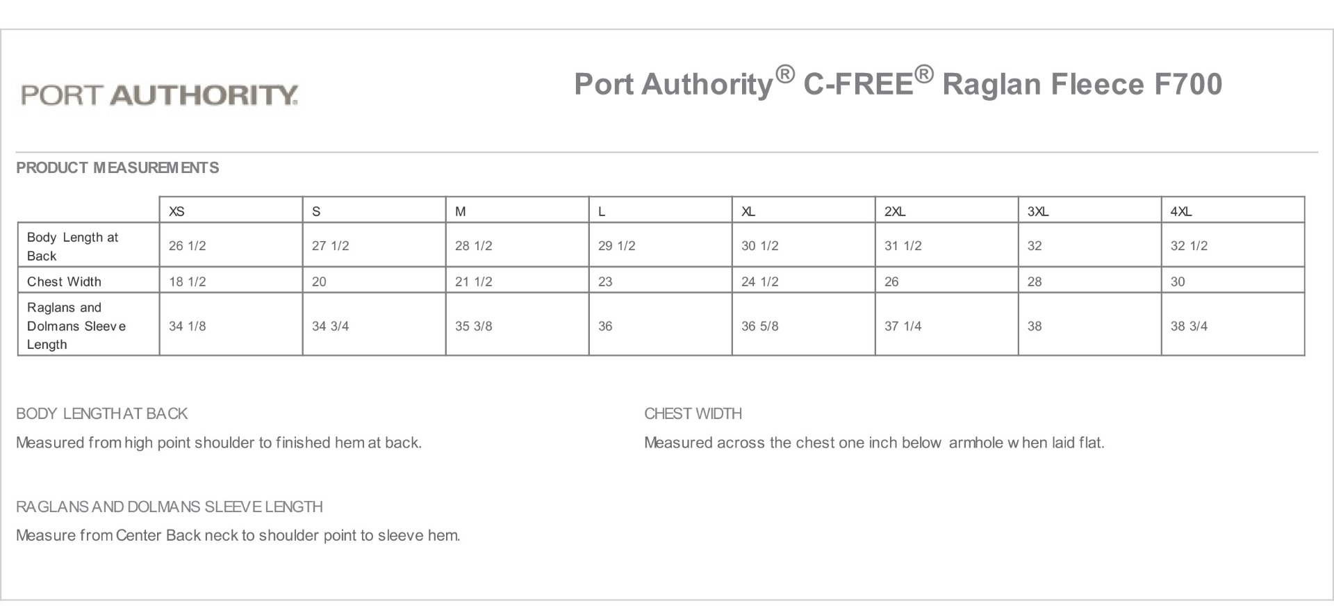 Sizing Chart