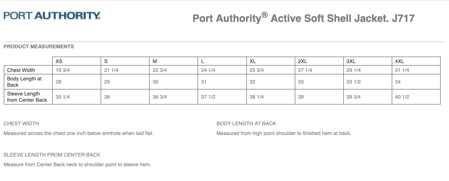 Sizing Chart