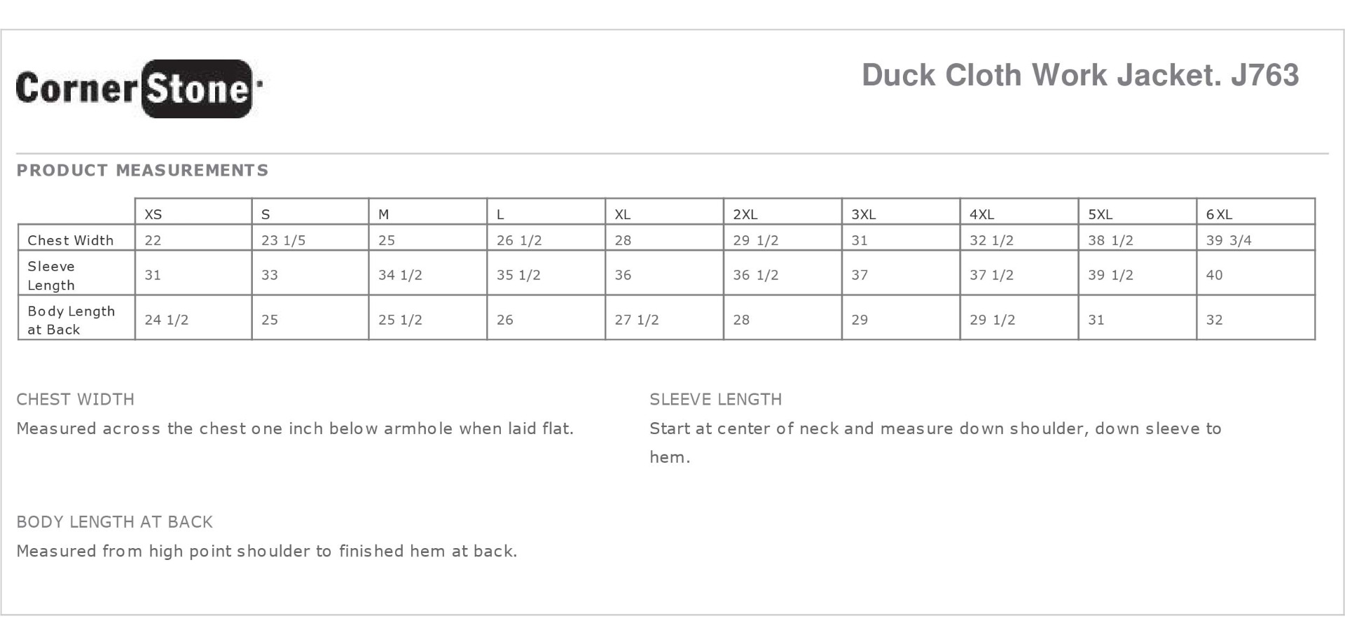 Sizing Chart