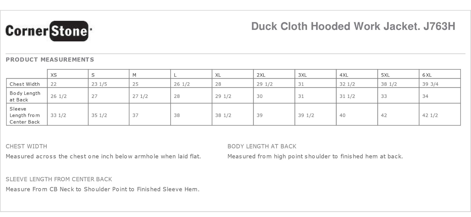 Sizing Chart
