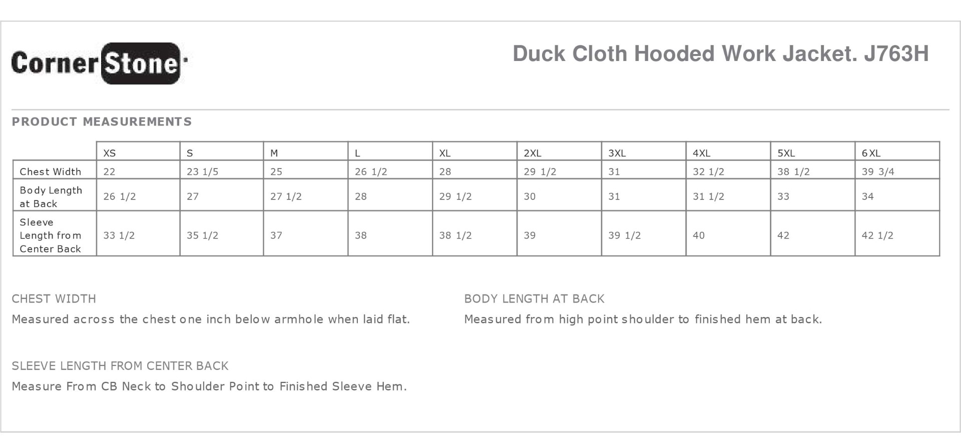 Sizing Chart