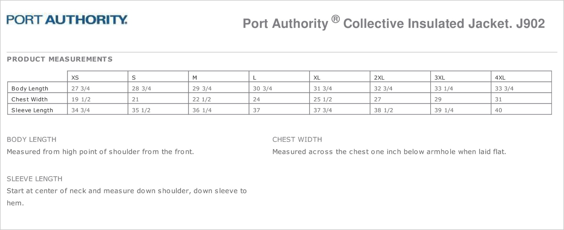 Sizing Chart