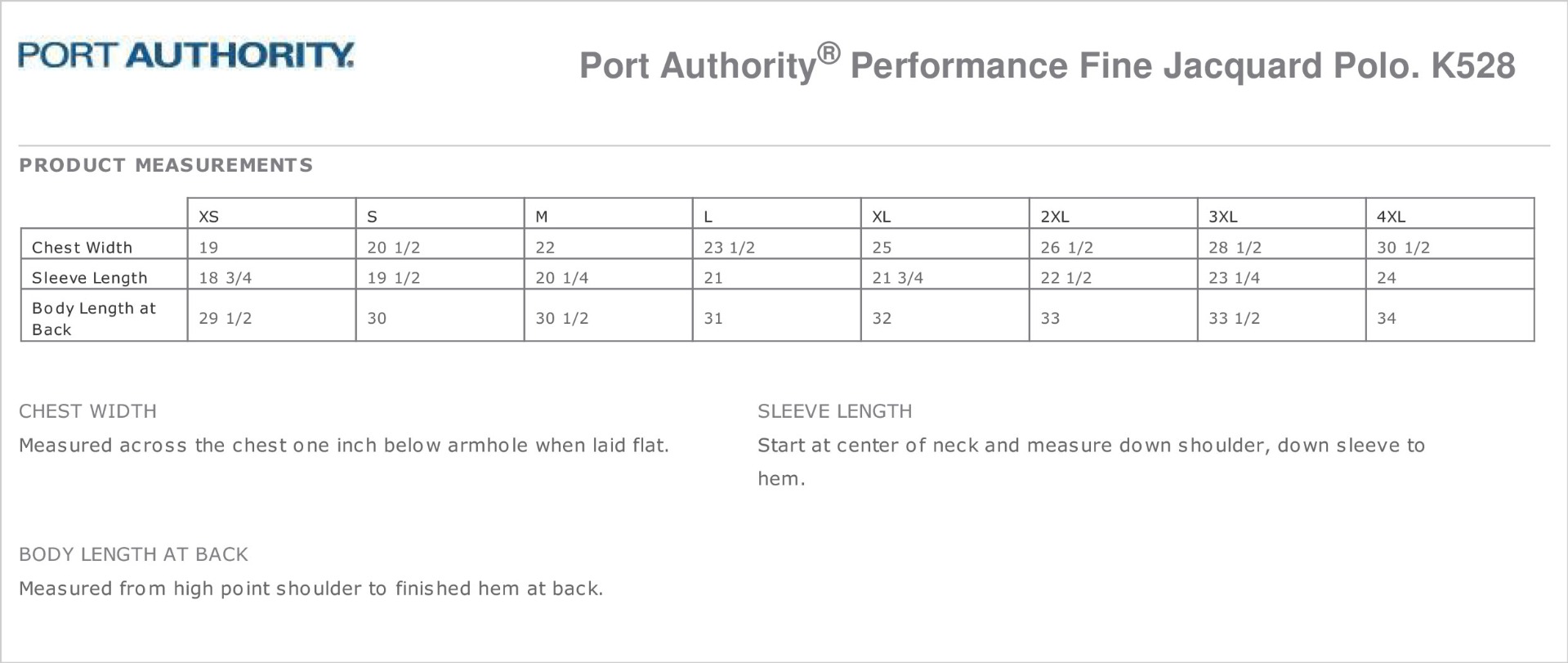 Sizing Chart
