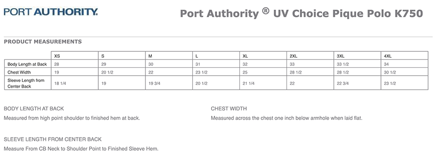 Sizing Chart