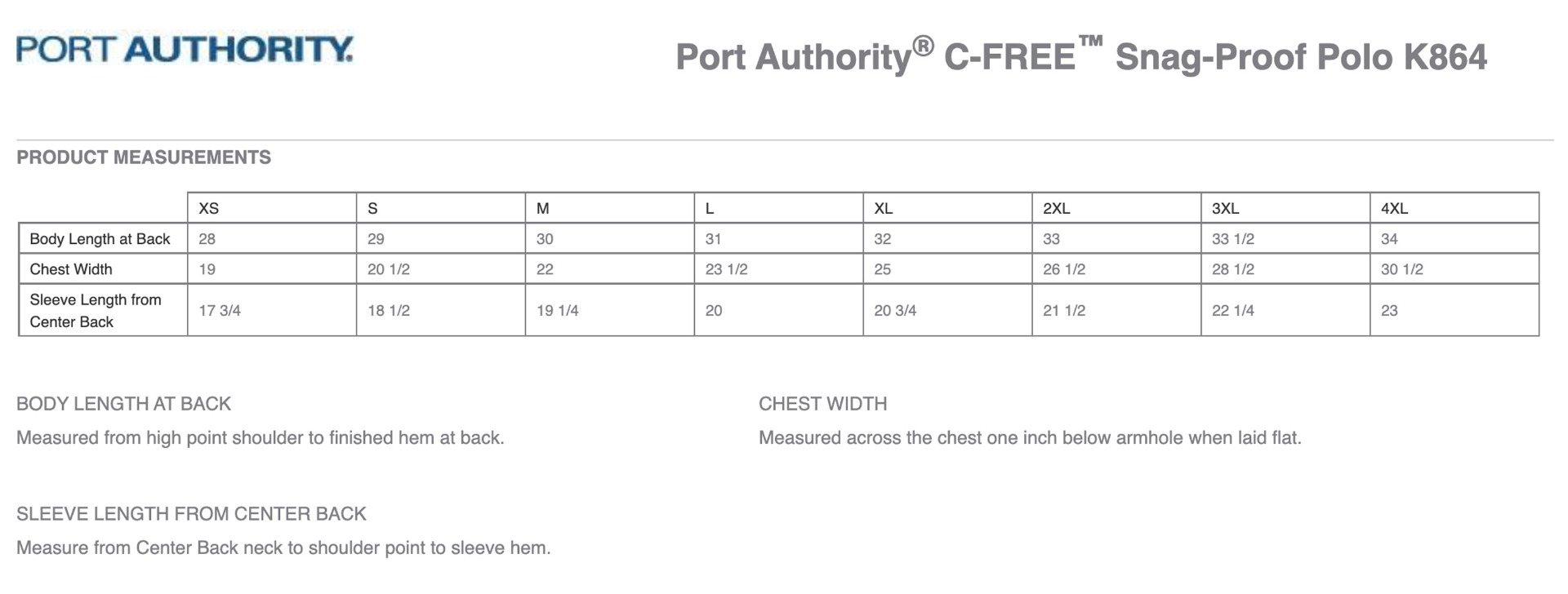 Sizing Chart