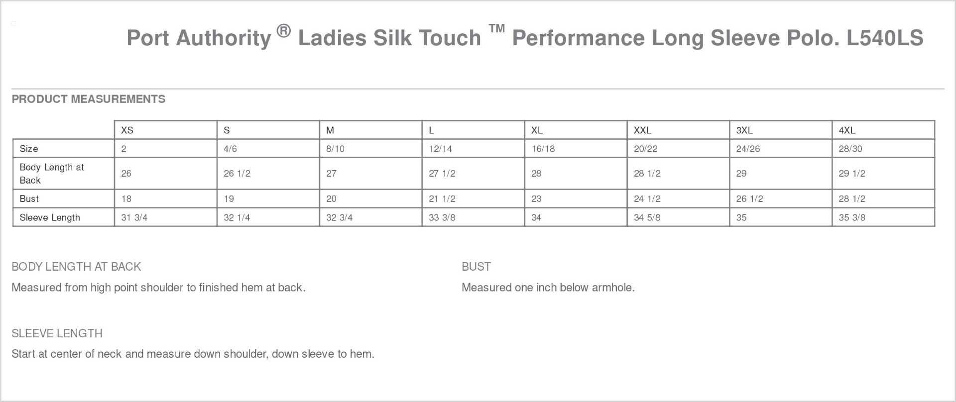 Sizing Chart