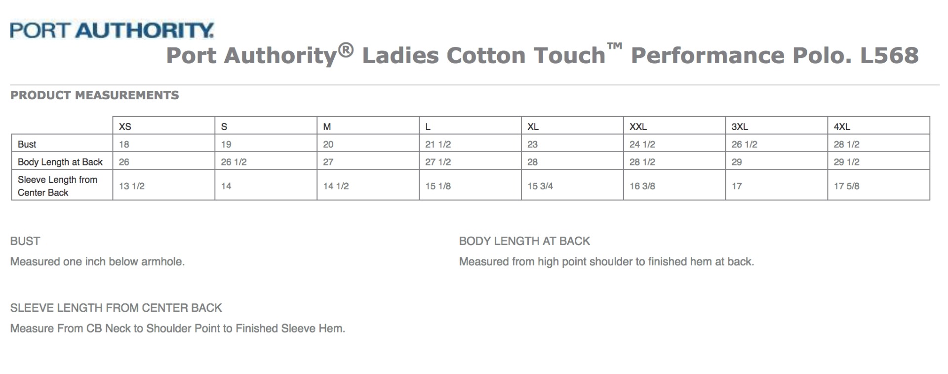 Sizing Chart