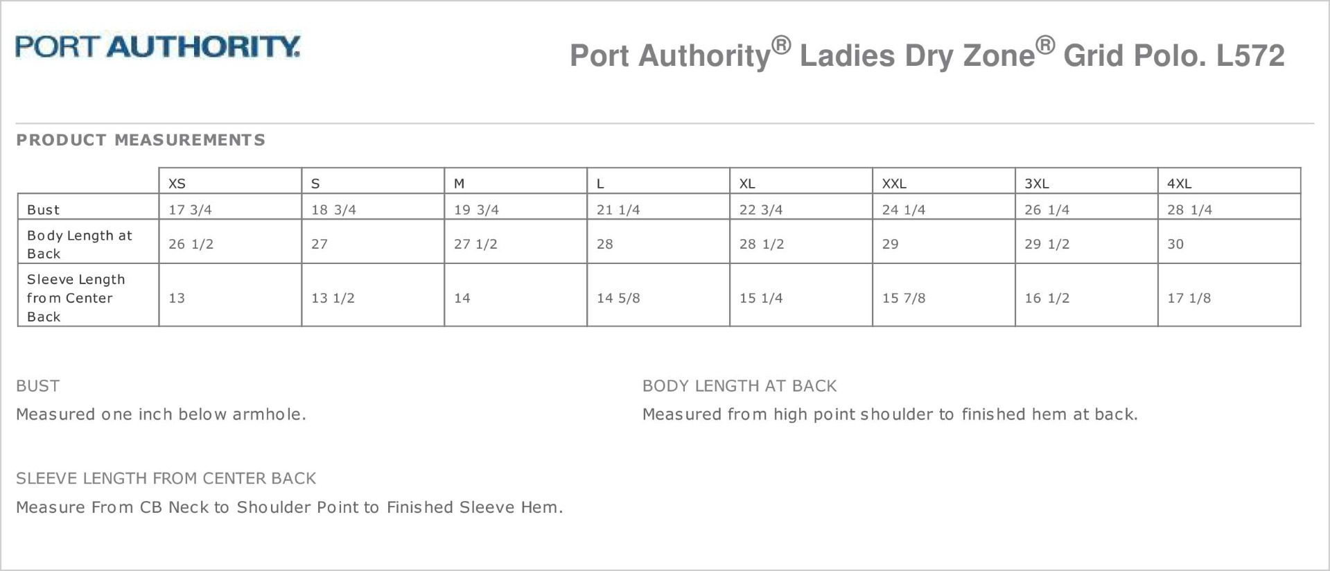 Sizing Chart