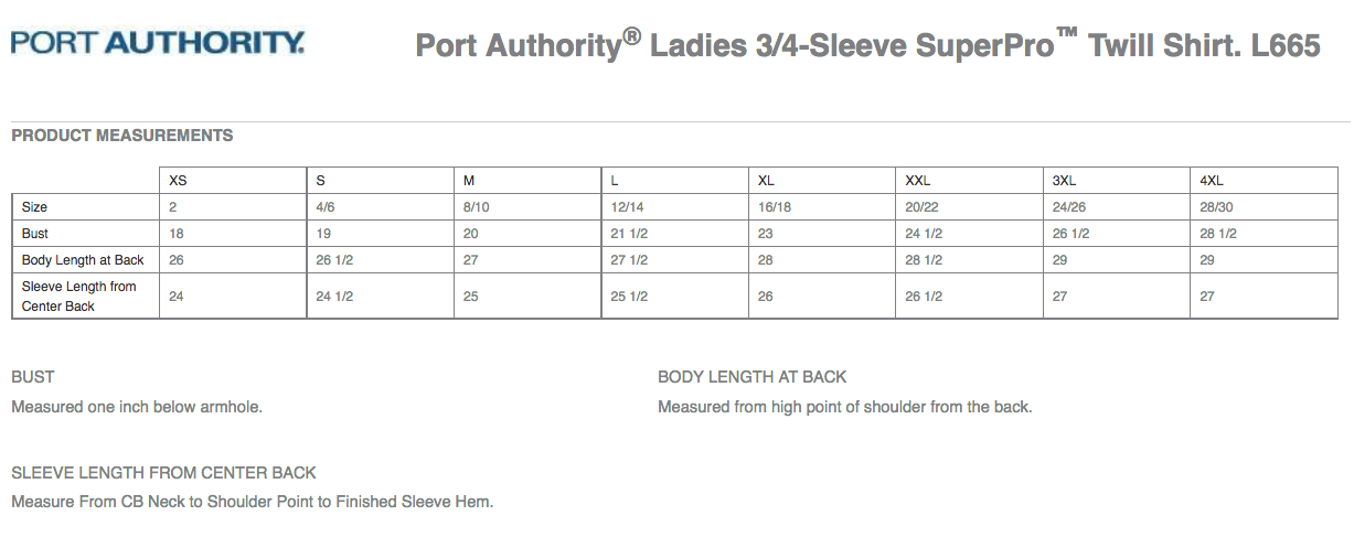 Sizing Chart