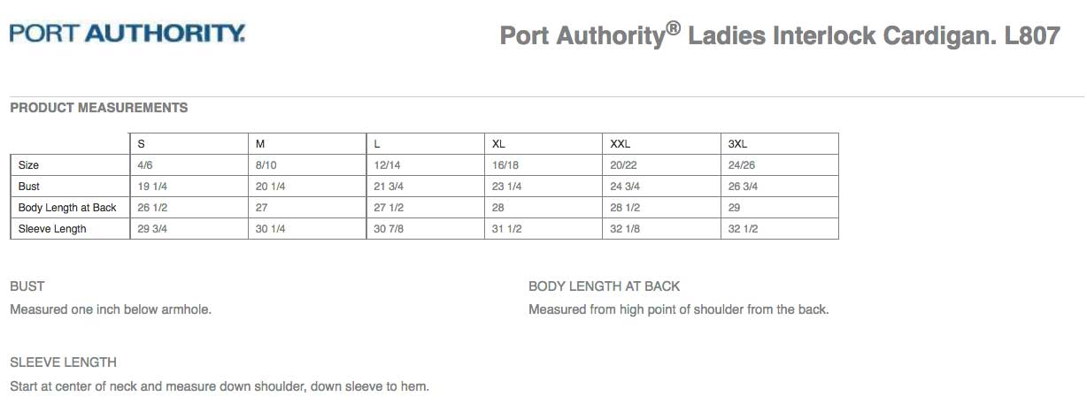 Sizing Chart