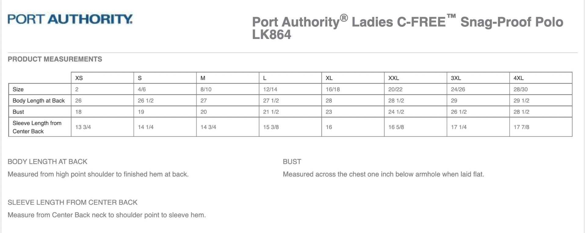 Sizing Chart