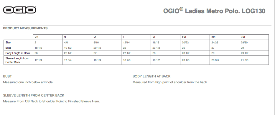 Sizing Chart