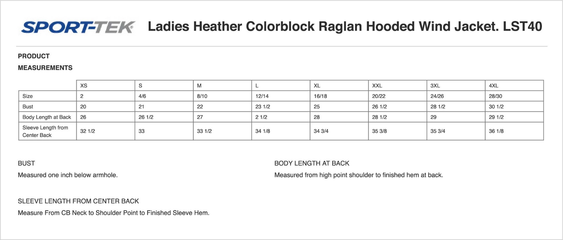 Sizing Chart