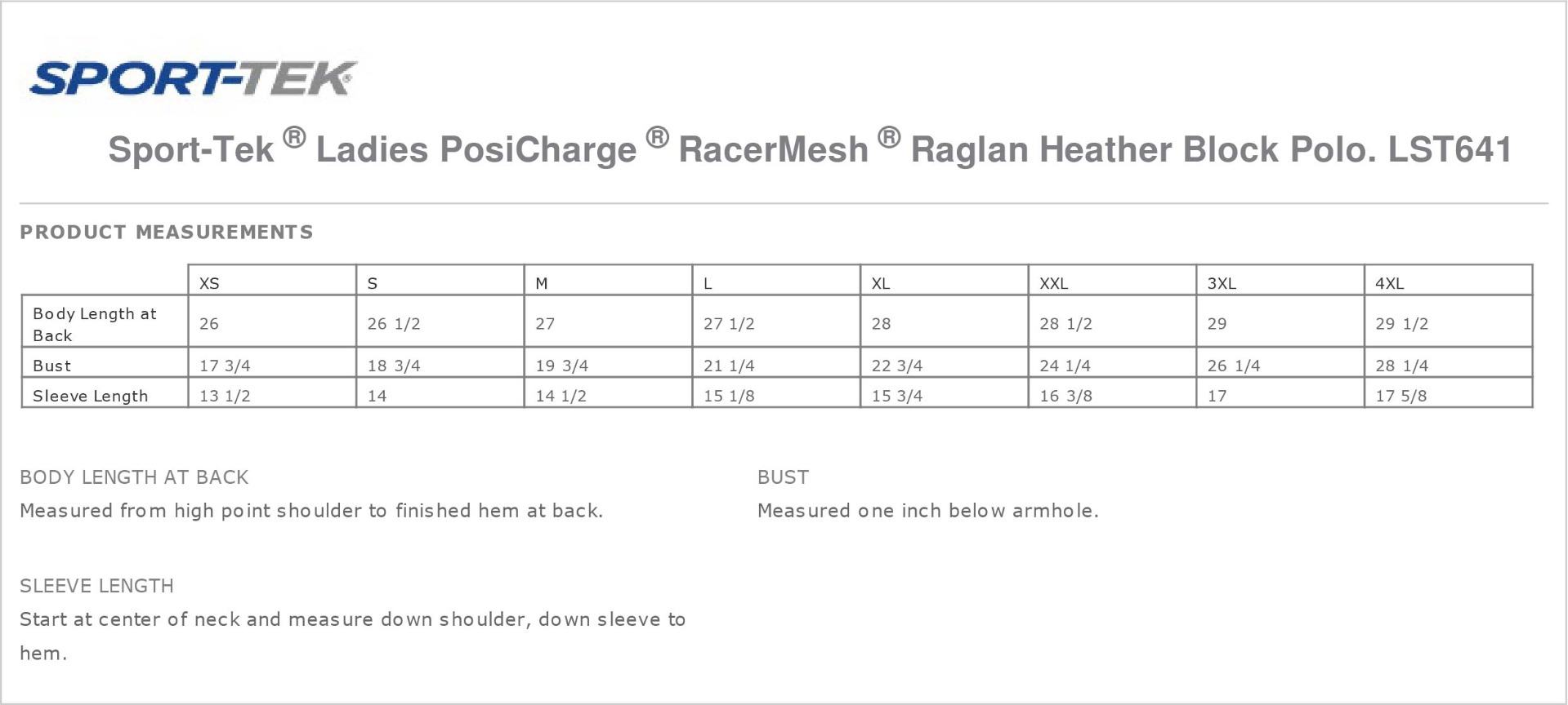 Sizing Chart