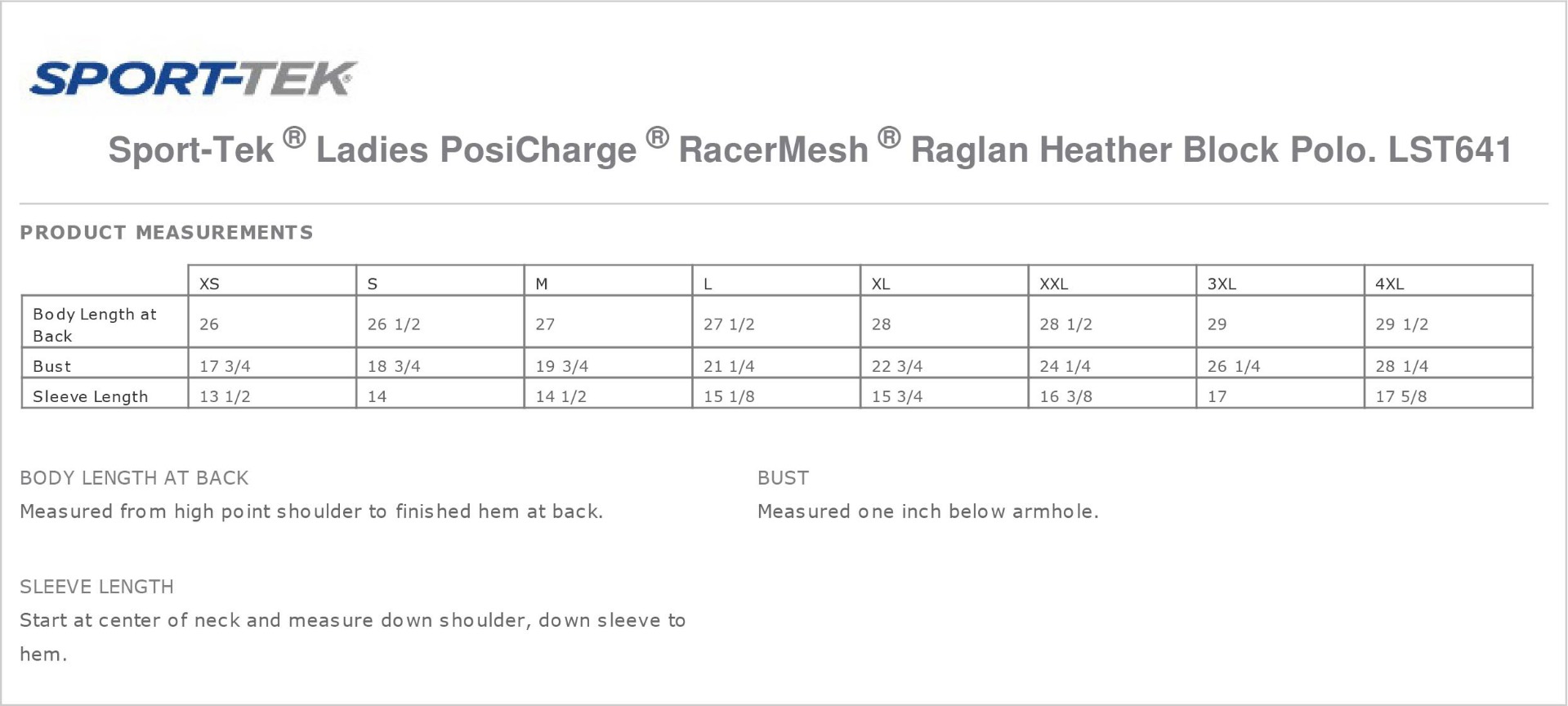 Sizing Chart