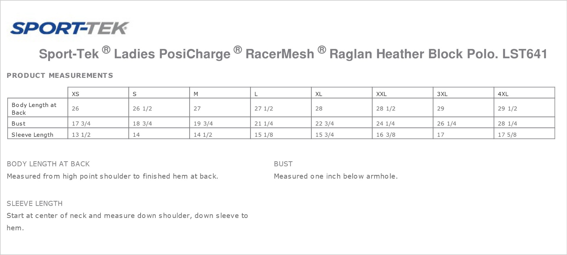 Sizing Chart