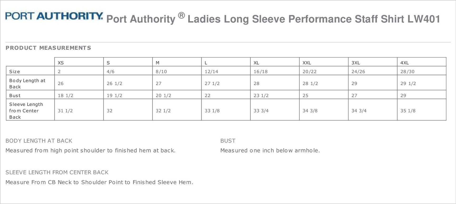 Sizing Chart