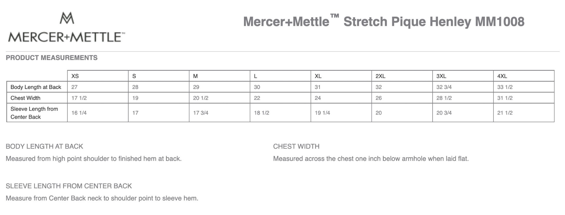 Sizing Chart