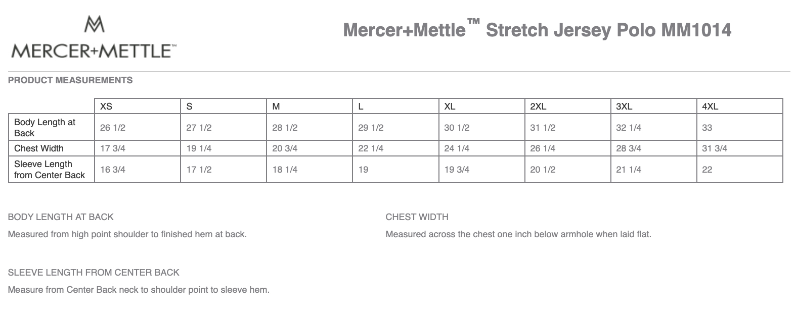 Sizing Chart
