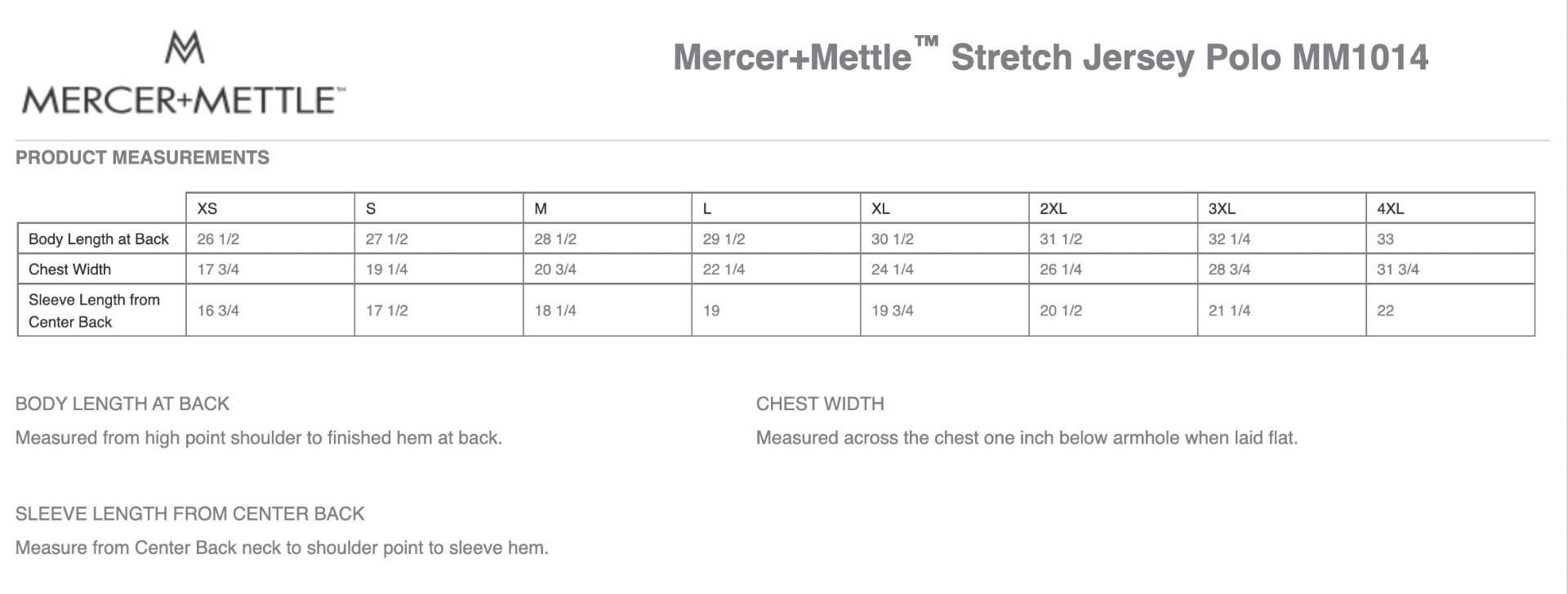 Sizing Chart